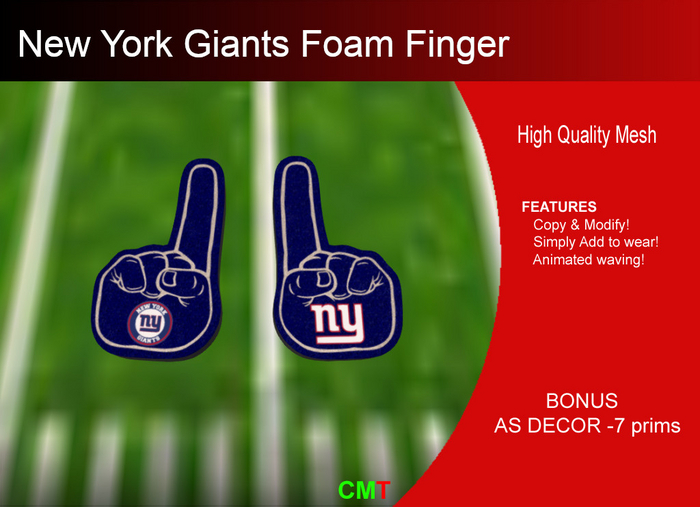 Second Life Marketplace New York Giants Foam Finger